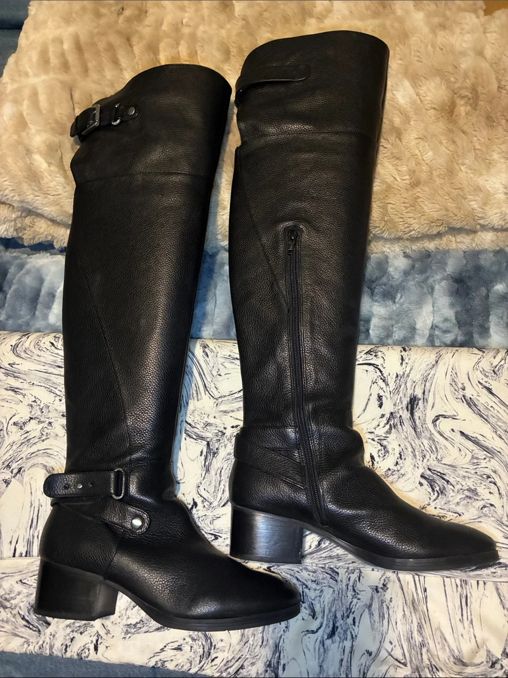 NWOT Nine West Black Over-the-Knee Buckle Riding Boots